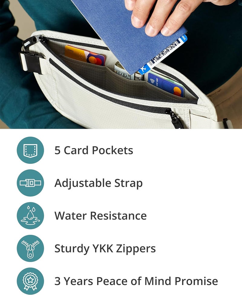 Vantamo Money Belt with RFID For Men & Women, Hidden Passport Holder for Travel, 2 Compartment Travel Fanny Pack for Women Anti Theft - Image 5